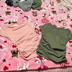 Pink and Green Ruched blouse (2)